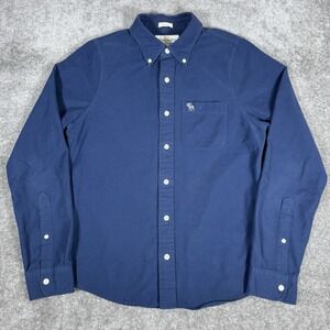 Y2K Abercrombie & Fitch Shirt Men's Medium Blue Flannel Muscle Long Sleeve